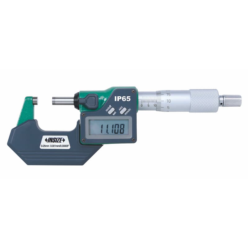 میکرومتر دیجیتال ضدآب اینسایز 3108-25A، بدون خروجی داده، با درجه حفاظت IP65؛ تصویر رسمی سازنده