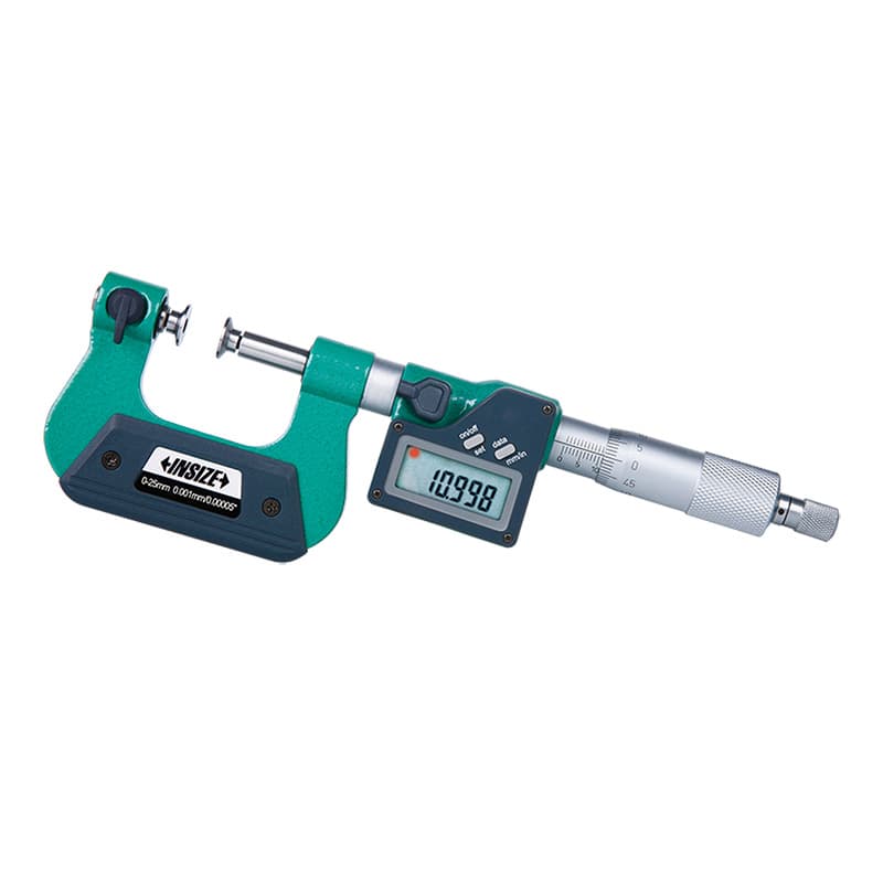 میکرومتر دیجیتال یونیورسال اینسایز 3580 با دوک غیرچرخان و سرهای اندازه‌گیری قابل تعویض