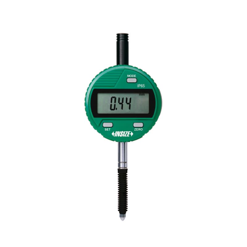 نمای روبه‌رو از ساعت اندیکاتور دیجیتال ضدآب INSIZE 2115؛ نمایشگر LCD و پوشش لاستیکی ساقه در مدل IP65