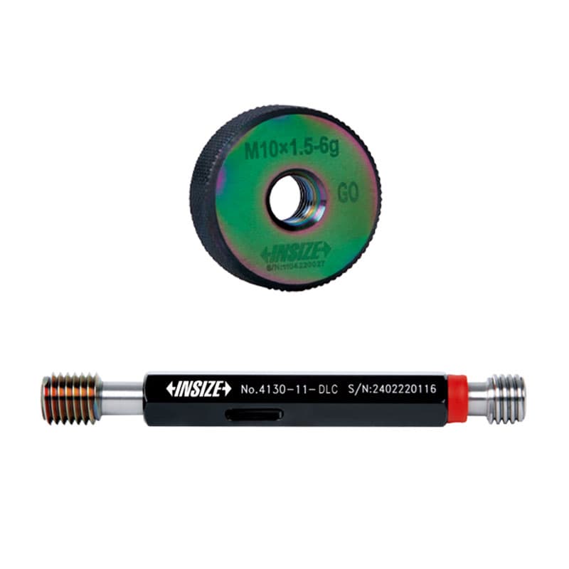 نمونه گیج رینگی GO و پلاگی رزوه اینسایز با پوشش DLC؛ رزوه متریک M10×1.5