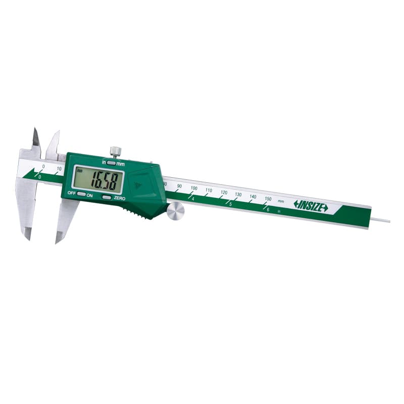 کولیس دیجیتال اینسایز 1119-150 با میله عمق‌سنج گرد و نمایشگر دیجیتال